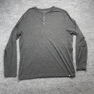 Vortex Optics Mens XL Charcoal Gray Heather Long Sleeve Henley Shirt Logo Casual